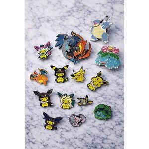 Pokémon Enamel Pin Lot Pikachu Eevee Charizard Blastoise Venusaur Mew